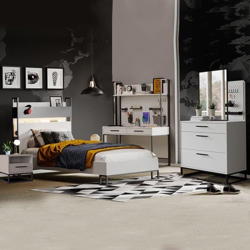 غرفة نوم شبابية ليجند ابيض طقم 7 قطع