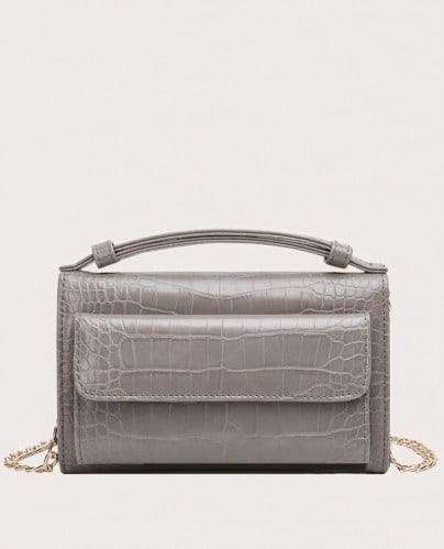 شنطة جلد تمساح / رمادي