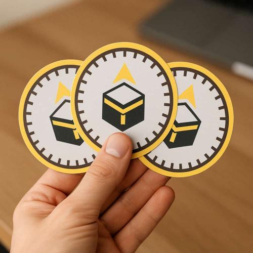 5 استيكرات اتجاه القبلة | دائرية مقاومة للماء والح...