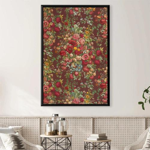 لوحة جدارية ورود على كانفس مع برواز