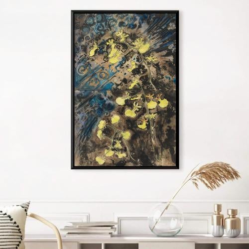 لوحة جدارية ورود على كانفس مع برواز