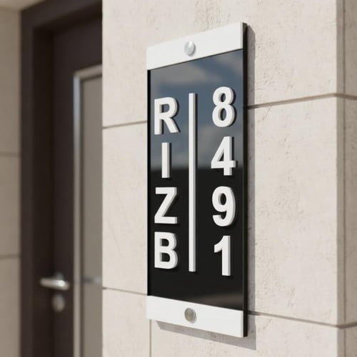 لوحة العنوان الوطني أكريليك أسود بحروف بارزة