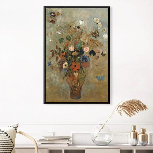 لوحة ورود جميلة على كانفس مع برواز