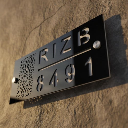 لوحة العنوان الوطني طبقتين مفرغة بنقش زخرفي