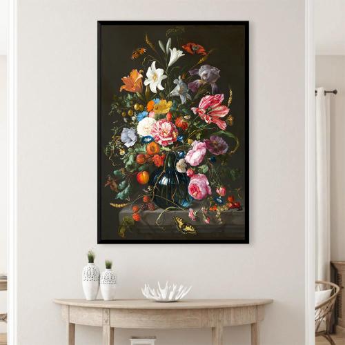 لوحة ورود جميلة على كانفس مع برواز