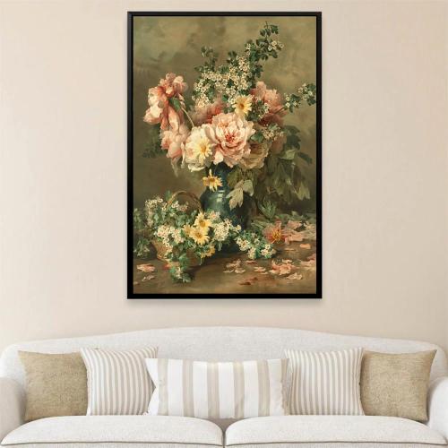 لوحة جدارية ورود على كانفس مع برواز