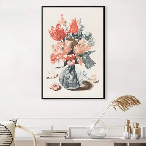 لوحة ورود جميلة على كانفس مع برواز