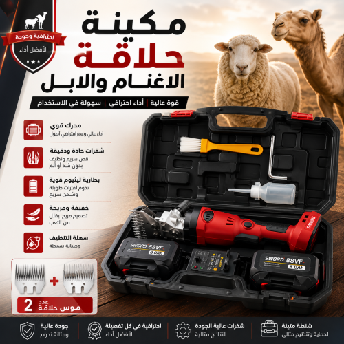 مكينة حلاقة الابل والاغنام مع عدد 2 موس