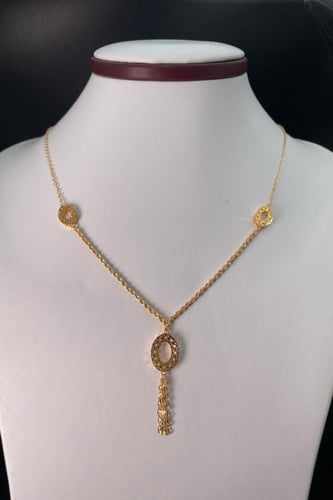 سبحة ذهبية عيار 21 بتصميم بيضاوي