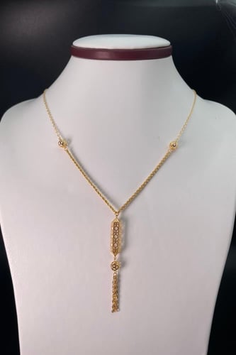 سبحة ذهبية عيار 21 بتصميم مستطيل مزخرف