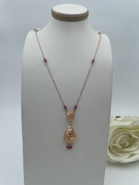 عقد شذى دمعة حجر احمر