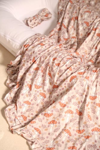 كوفلة قطن بامبو مع فيونكة "مشروم"