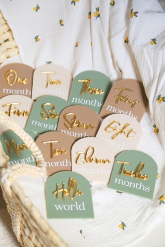 بطاقات الأشهر اكريلك اخضر مع ذهبي 3D