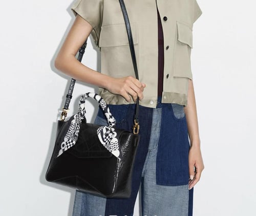 Arley Scarf-Wrapped Top Handle Bag - Black