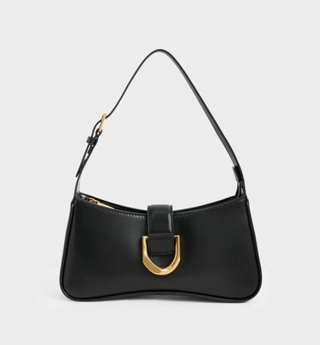 Gabine Curved Shoulder Bag - Black