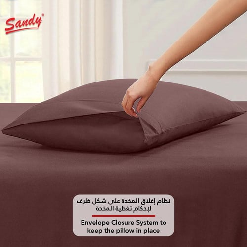 طقم شرشف ساندي ساده مفرد ونص - بني عودي
