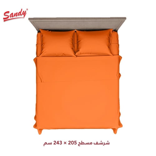 طقم شرشف ساندي ساده مفرد ونص - برتقالي