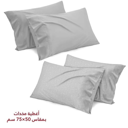 مفرش نفرين فلوري 6 قطع - رصاصي