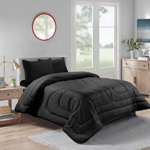 مفرش نفر ونص روز فلوري - اسود