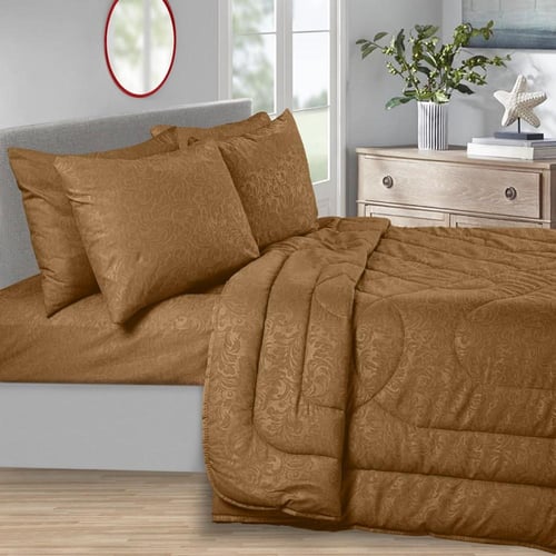 مفرش نفرين فلوري 6 قطع - بني