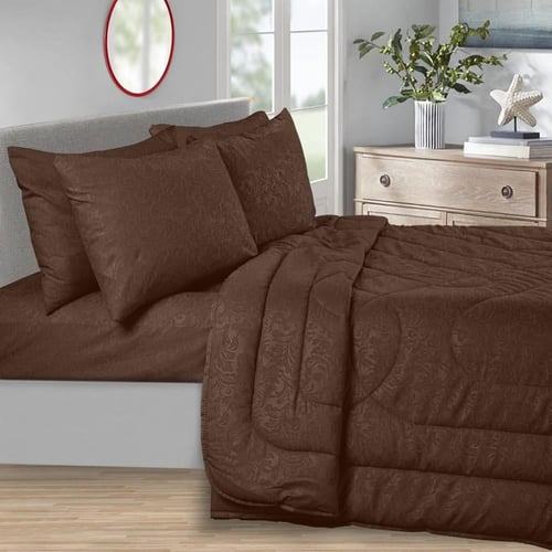 مفرش نفرين فلوري 6 قطع - بني داكن