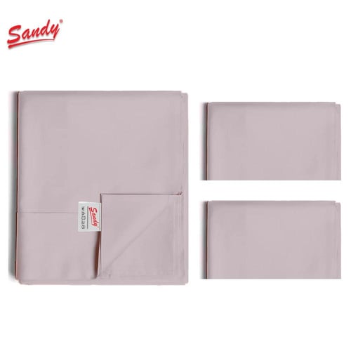 طقم شرشف ساندي ساده مفرد ونص - بيج رصاصي