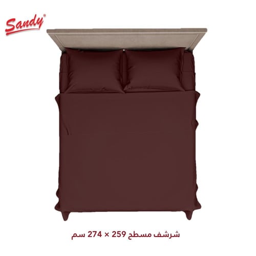 طقم شرشف ساندي ساده مزدوج - بني عودي