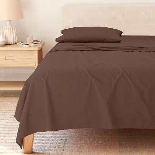 طقم شرشف روز ساده مفرد - بني داكن