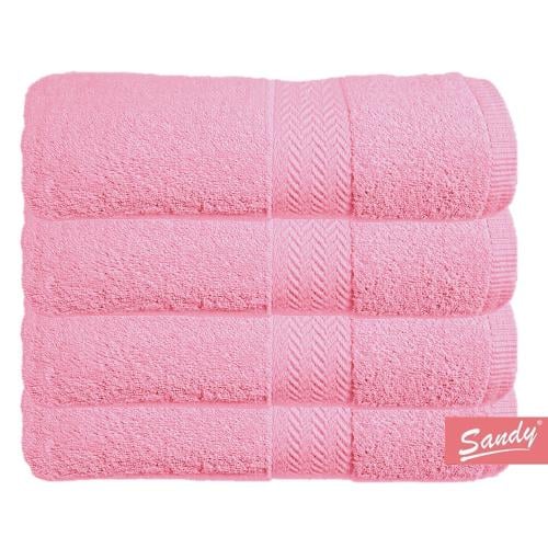 طقم 4 مناشف ساندي قطن 100% | وردي "اليد"
