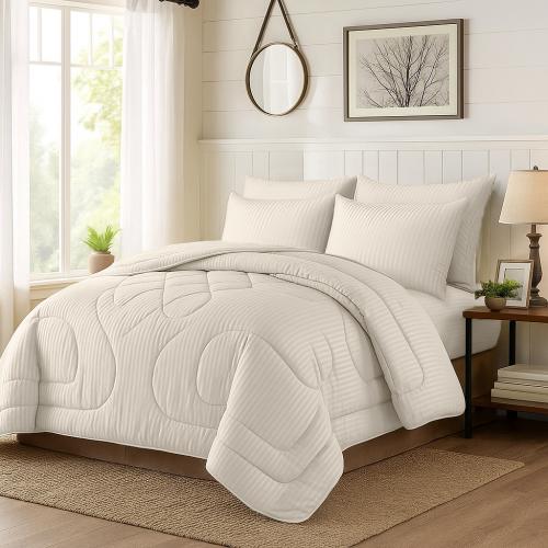 مفرش فندقي نفرين مقلم 6 قطع - سكري