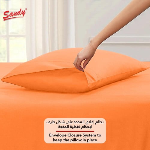 طقم شرشف ساندي ساده مفرد ونص - برتقالي