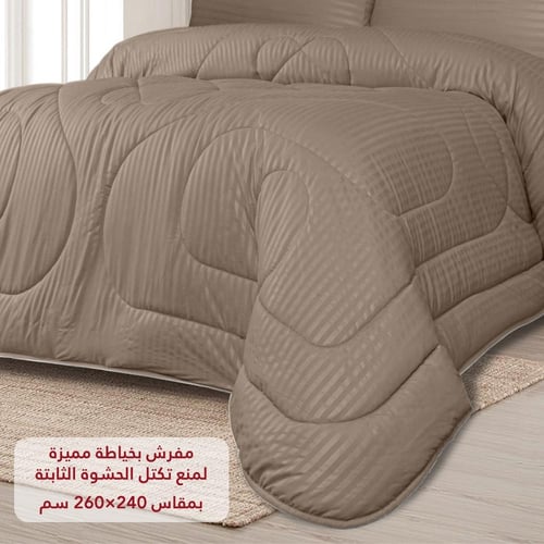 مفرش فندقي نفرين مقلم 6 قطع - موكا