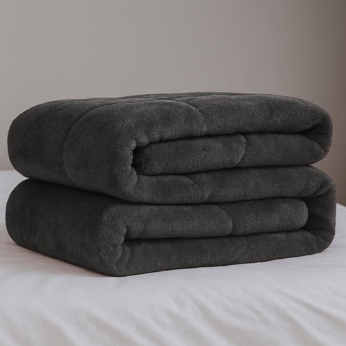 مفرش شتوي نفرين فلوري 6 قطع - عودي رمادي