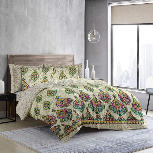 مفرش بحشوة متحركة نفرين بوجهين 7 قطع - كلاسي جرين