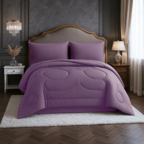 مفرش ساندي فندقي فاخر نفرين قطن 100% - ارجواني