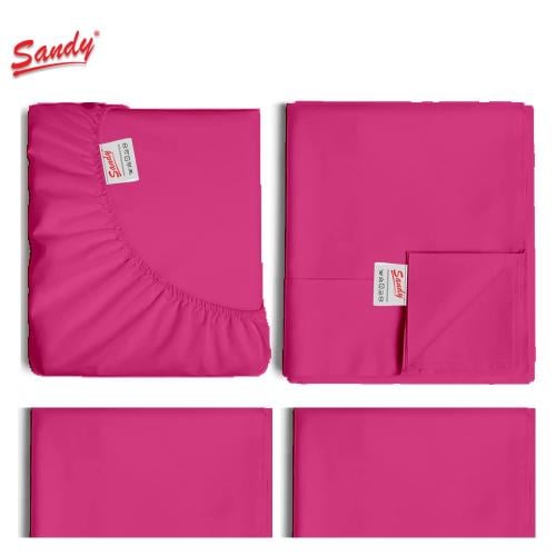 طقم شرشف ساندي ساده مزدوج - فوشي
