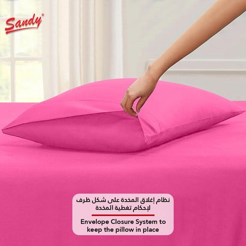 طقم شرشف ساندي ساده مفرد ونص - فوشي