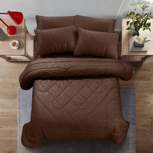 مفرش نفرين فلوري 6 قطع - بني داكن