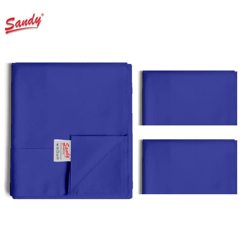 طقم شرشف ساندي ساده مفرد ونص - نيلي