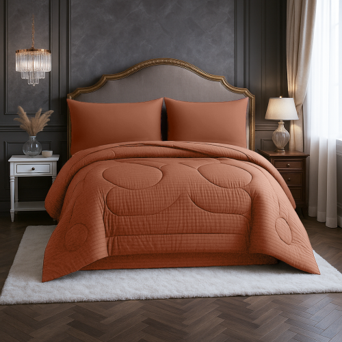 مفرش ساندي فندقي فاخر نفرين قطن 100% - نحاسي