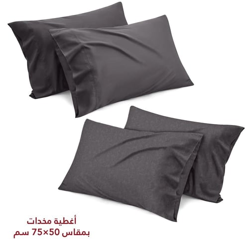 مفرش نفرين فلوري 6 قطع - رمادي