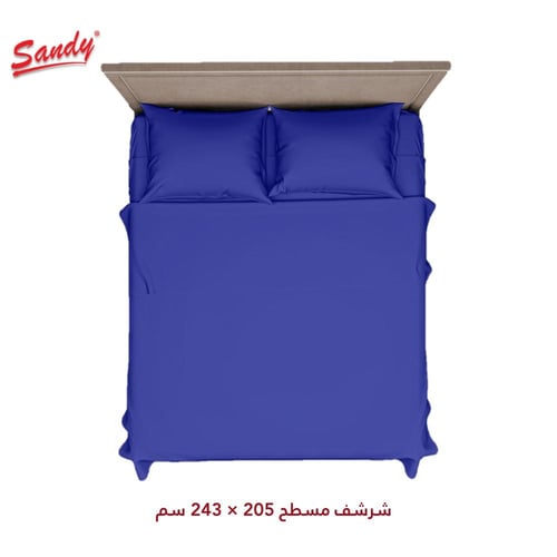 طقم شرشف ساندي ساده مفرد ونص - نيلي