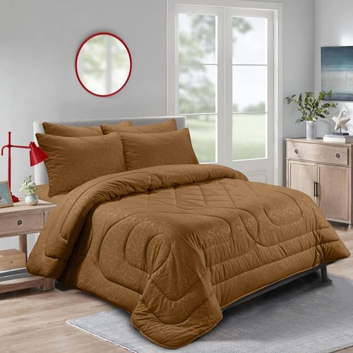 مفرش نفرين فلوري 6 قطع - بني