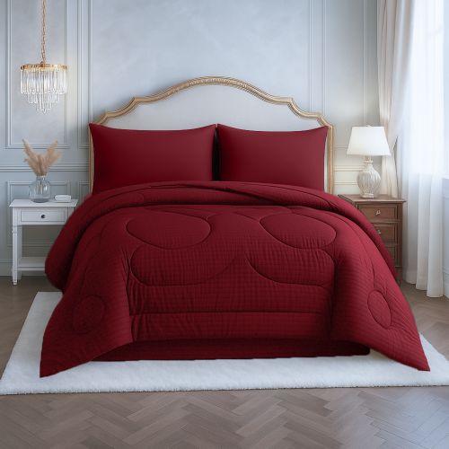 مفرش ساندي فندقي فاخر نفرين قطن 100% - احمر غزالي