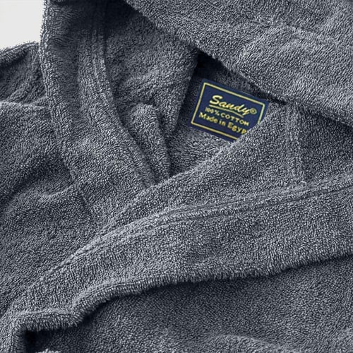 روب حمام ساندي أطفال هودي قطن 100% - رمادي