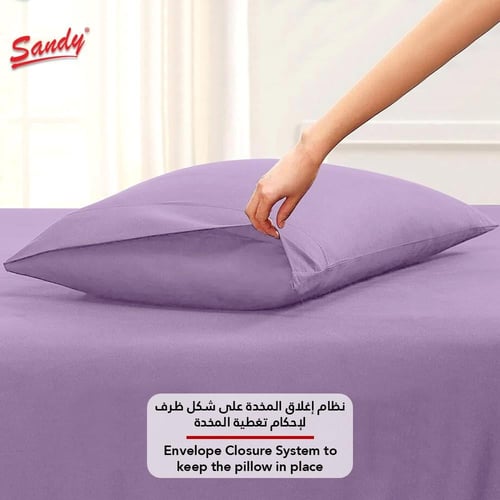 طقم شرشف ساندي ساده مفرد ونص 140×200 سم - ليلك