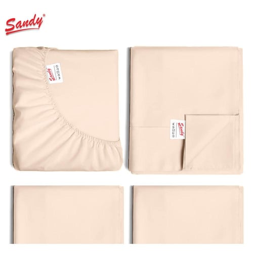 طقم شرشف ساندي ساده مفرد ونص 140×200 سم - بيج