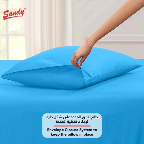 طقم شرشف ساندي ساده مفرد ونص - تركواز