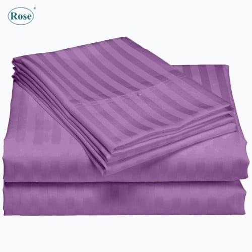 طقم شرشف روز "مزدوج" 200x200 سم مقلم - موف ليلك