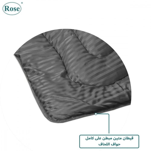 طقم لحاف نفر ونص روز فندقي مقلم - رمادي